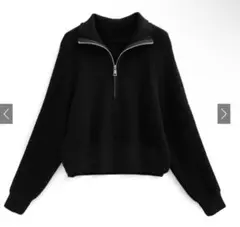 GRL ハーフジップショート丈ニットトップス　an1829