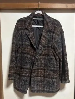 【美品】GRL チェック柄ダブルボタンコート ブラウン