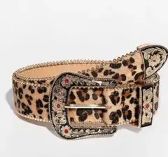 ベルト スタッズ ヒョウ柄 大きめ y2k パンク グランジ アメカジ 韓国雑貨