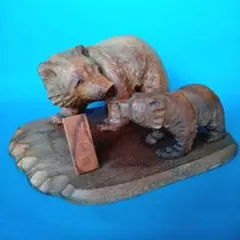 木製クマの彫刻 置物