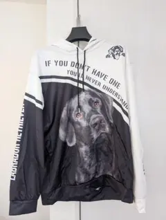 犬の顔プリント フード付きパーカー