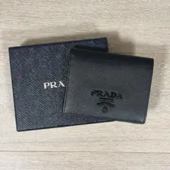 ポ*ル様 PRADA 二つ折り財布 ブラック 箱付き