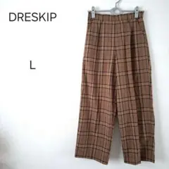 1345＊ドレスキップ DRESKIP チェック柄 ガウチョパンツ L