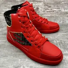 828 【新品】DRAGON BEARD ハイカットスニーカー赤　和柄 27cmのサムネイル