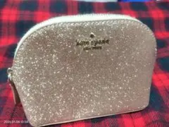 Kate Spade ピンクベージュゴールド グリッターポーチ