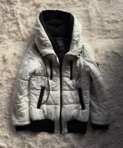 ホワイト 中綿ジャケット フード付き L