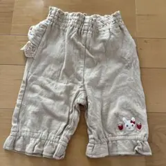 ウサギとイチゴ刺繍のフリルパンツ　クーラクール　80cm