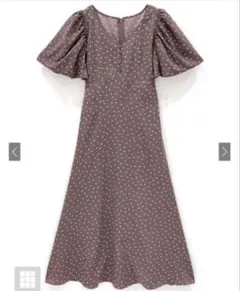 GRLドット柄 フレアスリーブ ロングワンピース