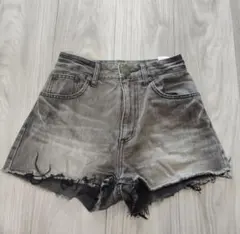 カットオフデニムショートパンツ グレー 黒