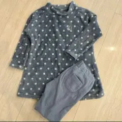 UNIQLO フリースセット　パジャマ　水色　水玉 Disney ミニー　120