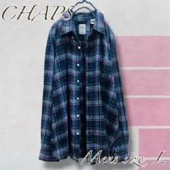 【CHAPS】ネルシャツ/チェックシャツ(ブルー) L
