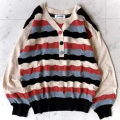 ホコモモラ 40 洗える 近年モデル ゆったり ニット マルチカラー ボーダー