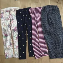 UNIQLO 130 ロングパンツ 4点セット 花柄 ドット ボーダー 女の子