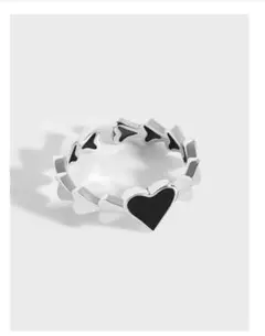 ★シルバー925★ファッションリング★ブラックハート★指輪