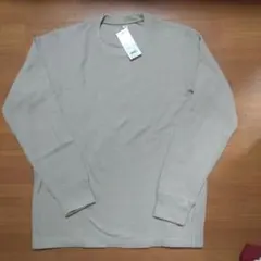 【新品】UNIQLO ワッフルクルーネックT(長袖) L ナチュラル