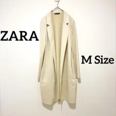 ZARA スエード調 ロングコート M アイボリー ガウンコート　羽織物