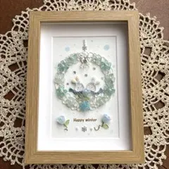 シーグラスアート❁青いお花の冬のリース❁