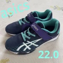子供用　asics ネイビー/ターコイズ スニーカー　22.0