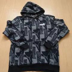 PUMA フード付きパーカー ブラック/グレー
