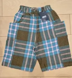 【新品】BREEZE チェック柄 ハーフパンツ 140　ミントグリーン　綿100