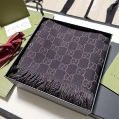 極美品‼GUCCI グッチ スカーフ ショール マフラー ウール くすみ 紫 