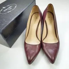 PRADA プラダ レザー パンプス ポインテッドトゥ ボルドー 良品のサムネイル