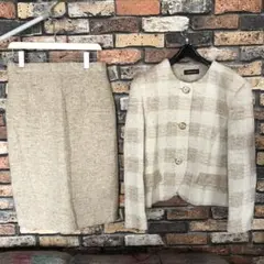 GLEAGLASS ベージュ シルク混ツイード セットアップスーツ　13BR