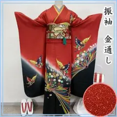 601z10〇高身長な方にも きものやまと 色無地振袖 赤〇美品 成人式