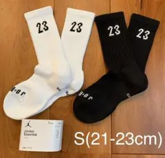 新品　ジョーダン　S(21-23cm) エッセンシャル　クルーソックス　白黒2足