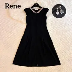 美品♡Rene　襟つきニットワンピース　ダブルジップ　チャーム　ブラック　34のサムネイル