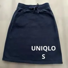 ユニクロ●スウェットスカート●膝丈●ネイビー●裏起毛●S