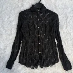 SABBIE 長袖 シャツ ブラック 総レース