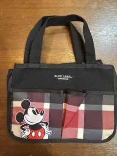 ミッキーマウス ナイロンバッグ ブラック/チェック