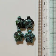 《在庫ラスト》ハンドメイド　ウミガメ　ビーズ　4個セット　ターコイズ　⑪