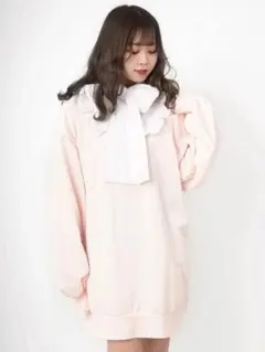 Ank Rouge アンクルージュ BIGリボン裏毛スエット ピンク ワンピース