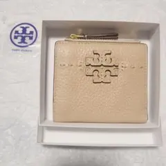 極美品 TORY BURCH トリーバーチ 二つ折り財布 レザー ベージュ 箱付のサムネイル