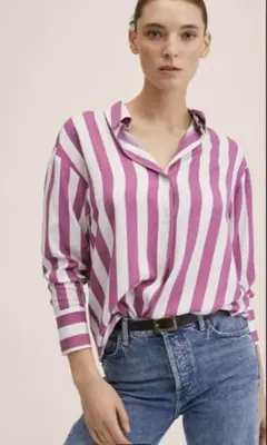 MANGO ストライプ 長袖シャツ Mのサムネイル