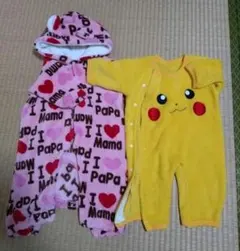 I♡Ｍaмa Papa モコモコロンパース ピカチュウ ロンパース セット