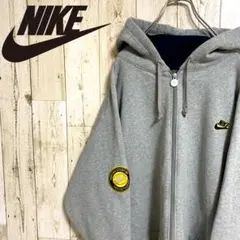 【激レア】ナイキ☆ワンポイントロゴ刺繍 袖ワッペン付 ロング丈パーカー