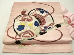 アンティーク　大正ロマン　総刺繍　九寸名古屋帯　花鼓文　金糸　正絹