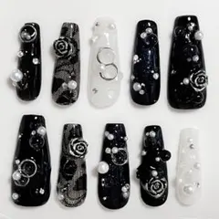 ネイルチップ シズニルック y2k 薔薇 レース グランジ 一点物 現品
