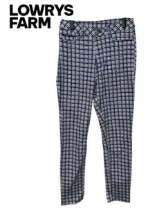 LOWRYS FARM カジュアルパンツ　チェック柄パンツ　ブルー✖️白