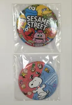 【新品】USJ 缶バッジ セサミストリート スヌーピー 2種セット 非売品