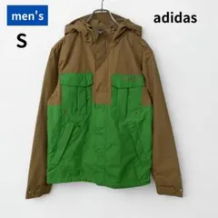 adidas ナイロンジャケット ブラウン グリーン S