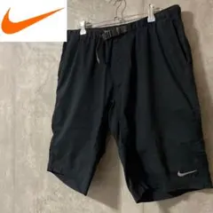 NIKEナイキ半ズボンハーフパンツショートパンツ黒ブラック白刺繍ロゴスウォッシュ