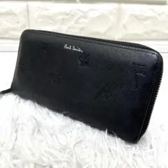 美品✨ポールスミス　長財布　ラウンドファスナー　ポールドローイング　レザー　黒