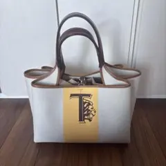 TOD's トッツ　トートバッグ キャンバス レザー ベージュ イエローのサムネイル