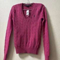 Ralph Laurenピンク Vネックセーター S