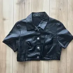 SHEIN ブラック ショート丈 レザージャケット