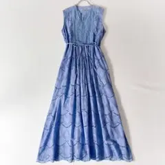 未使用級ꕥヌキテパ 現行 人気 コットンボイルドット へムラノースリーブドレス